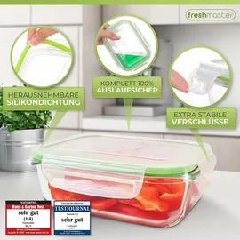 Fresh Master Frischhaltedose Glas Set 16-tlg. Borosililatglas, (2 x 370 ml, 2 x 640 ml, 2 x 1.050 ml, 2 x 1.520 ml mit Deckel