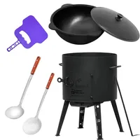4big.fun Ø36 Uchag 2mm stahl Utschak 8L Kazan Rund Grillfächer Schaumkelle Suppenkelle Utschak Utschag Kasan Feldküche Außenküche Eintopfofen Gulaschkanone