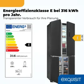Exquisit EMD470-170-200E Multi Door (466 l, 1930 mm hoch, Inox grau)