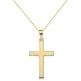 HOPLO Kreuzanhänger Anhänger Kreuz mit massiver Goldkette 1,1 mm 333-8 Karat Gold, Made in Germany 36 cm