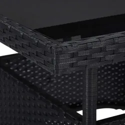 vidaXL 5-tlg. Garten-Essgruppe Poly Rattan und Glas Garten : Farbe - Schwarz