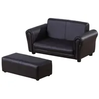 HOMCOM Sofa Kindersofa mit Hocker schwarz