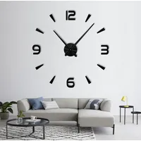 R&M ORIENT® 3D Wanduhr große Moderne Mute DIY – Luxus Dekoration Geschenk – Wandtattoo – Uhren für Büro Wohnzimmer Schlafzimmer Dekoartikel Home Office Quarzuhr (B-Schwarz)
