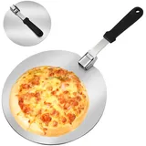 MEGYAD Pizzapfannen Pizzaschaufel aus Edelstahl: 12 Zoll Pizzapfannen mit Faltbarem Holzgriff, Runder Pizzaschieber Edelstahl Pizzaschieber, Pizzaheber für Pizza, Brot, Flammkuchen(30.5X22cm)