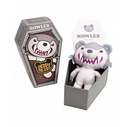 Horror-Shop Plüschfigur Kleiner Howler Teddybär im Sarg von Deddy Bear 14c grau|lila|schwarz|weiß