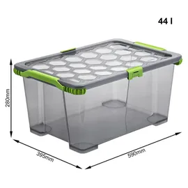 Rotho Evo Total Aufbewahrungsbox 44l mit Deckel grau/grün