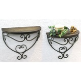 DanDiBo Ambiente Wandregal 2er Set 12095 Wandkonsole Malega aus Metall mit Holzablage Badregal