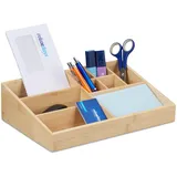 Relaxdays Schreibtisch Organizer, 9 Fächer, Bambus, Büro, Badezimmer, HBT: 9 x 33 x 21 cm, Aufbewahrungsbox, natur