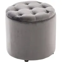 TPFLiving Sitzhocker Paris - Stylischer Samthocker (Beistellhocker mit Stauraum - Farbe grau, 1 St., Polsterhocker mit hohem Sitzkomfort), Maße (HxBxT): 42 x 44 x 44 cm grau