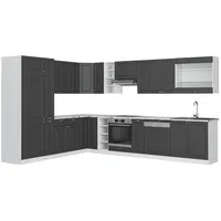 Vicco Winkelküche Fame-Line L-Form 257 x 347 cm Anthrazit/Weiß