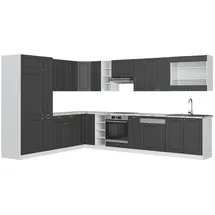 Vicco Winkelküche Fame-Line L-Form 257 x 347 cm Anthrazit/Weiß