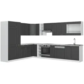 Vicco Winkelküche Fame-Line L-Form 257 x 347 cm Anthrazit/Weiß
