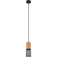 Trio Design Hänge Leuchte Holz Decken Pendel Lampe schwarz-matt