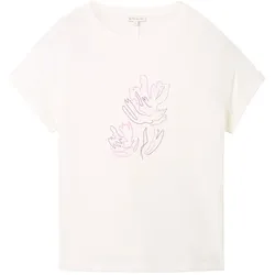 TOM TAILOR Damen T-Shirt mit Print, weiß, Print, Gr. XXXL