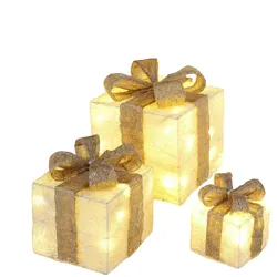 Haushalt International LED 3er Set beleuchtete Geschenkbox 6H Timer