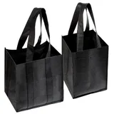 BATHRINS 2pcs Flaschentasche Schwarz Flaschenträger mit 6-4 Fächern, Flaschentasche 6 Flaschen Wiederverwendbar Männerhandtasche für Bierflaschen Weinflasche Wasserflaschen