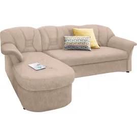 DOMO collection Ecksofa »Elva, zeitlose Formensprache, elegante Rückensteppung, L-Form«, wahlweise mit Bettfunktion und Federkern beige