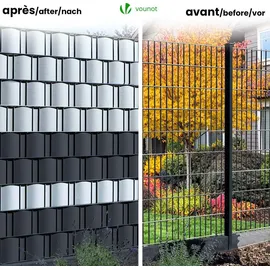 VOUNOT Sichtschutzstreifen 70 x 19 cm Schwarz PVC 40 St.