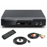 Kompakter DVD-Player für Fernseher mit SCART/HDMI/Cinch-Ausgang, Metallschale CD/DVD Player Region Free, USB-Wiedergabe & MIC* 2 Ports, 1~6 Regions Free