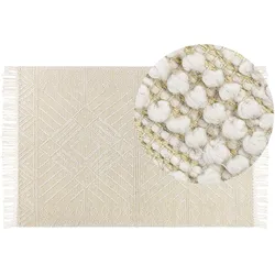 Teppich Wolle beige 160 x 230 cm geometrisches Muster MAVIKENT