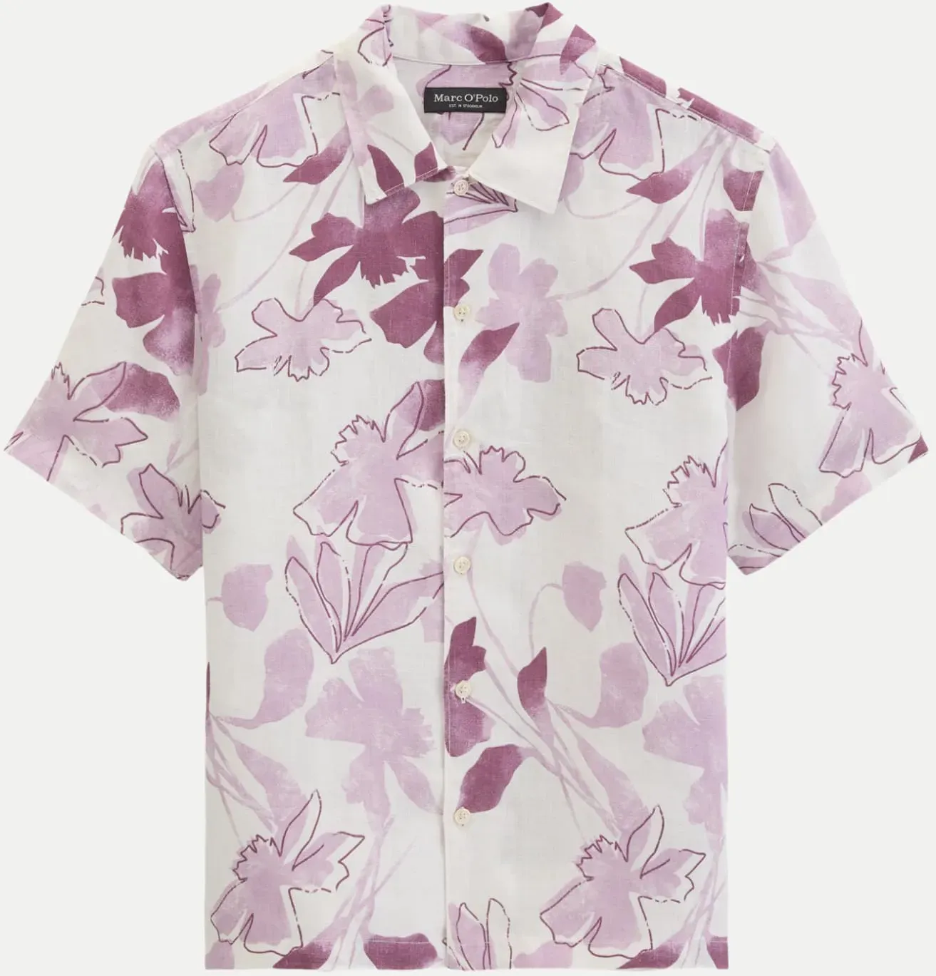 Camp collar, short sleeves, slits a Weiß S