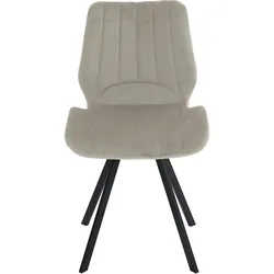 Esszimmerstühle  Küchenstuhl Polsterstuhl Design Stuhl mit Rückenlehne, mit Sitzfläche aus Samt, Gestell aus Metall 1 St. Taupe