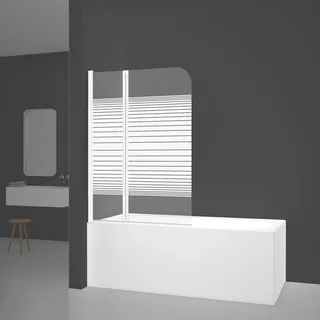 Aurlane Badewannenfaltwand Glas weiß 2-teilig 100 x 140 cm