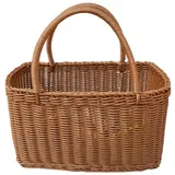 Gewebte Weidenkörbe, Picknick-Rattan-Markt-Blumengriffe, rechteckig, tragbar, Blumenkorb, Stroh, Obst, Geschenk, Einkaufstasche (M)