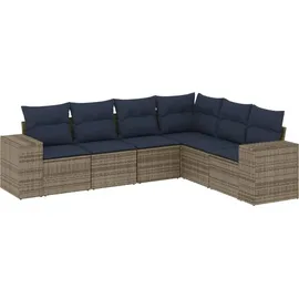vidaXL Gartensofa-Set 6-tlg. grau Polyrattan