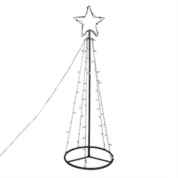MARELIDA LED Lichterbaum mit Stern Weihnachtsbaum 2m 62 bunte LED für Außen Garten