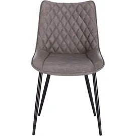 Woltu Esszimmerstühle Küchenstuhl Polsterstuhl mit Rückenlehne, Sitzfläche aus Kunstleder, Metallbeine, Dunkelgrau - Dunkelgrau