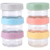 SUNJULY Frischhaltedosen Glas mit Deckel, 6 Stück 80ml Vorratsdosen mit Deckel Luftdicht, BPA-frei Gefrierdosen, Mini Dose Dressing Salatdressing Lebensmittel Behälter Set für Mikrowelle,Gefrierfach