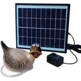 Solar-Wasserspeier mit Akku-Pumpe Ente für Teiche & Miniteiche - Keramik Tierfigur - Garten & Balkondeko, Solarbrunnen