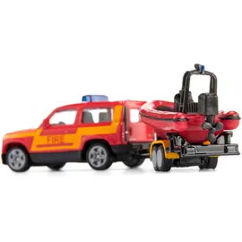 Siku 1608 - Land Rover Defender mit Boot, Feuerwehr mit Boot