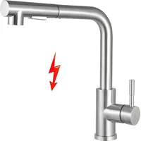 Crediri Ausziehbarer Niederdruck-Küchenhahn, 360° drehbarer Niederdruck-Küchenhahn, 2-Strahl-Niederdruck-Küchenhahn, gebürsteter Edelstahl