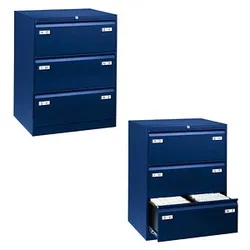 BISLEY LIGHT Hängeregistraturschrank oxfordblau 3 Schubladen 80,0 x 62,2 x 101,6 cm