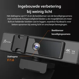 j5create USB 4K Ultra HD Webcam Schwarz
