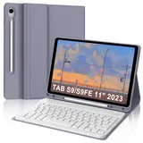 IVEOPPE Tastatur für Samsung Galaxy Tab S9 FE 10.9"/S9 11", Hülle mit Tastatur für Samsung Tab S9/S9FE 2023, Bluetooth Magnetisch QWERTZ Tastatur Galaxy S9 Tablet, Lila