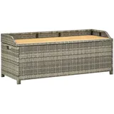 furnicato Gartenbank mit Stauraum 120 cm Poly Rattan Grau