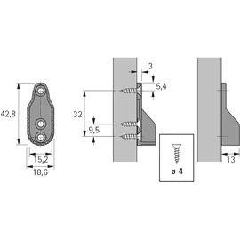 Hettich Schrankrohr-Lager SL 322, 70664 für Kleiderstange 30x15mm vernickelt
