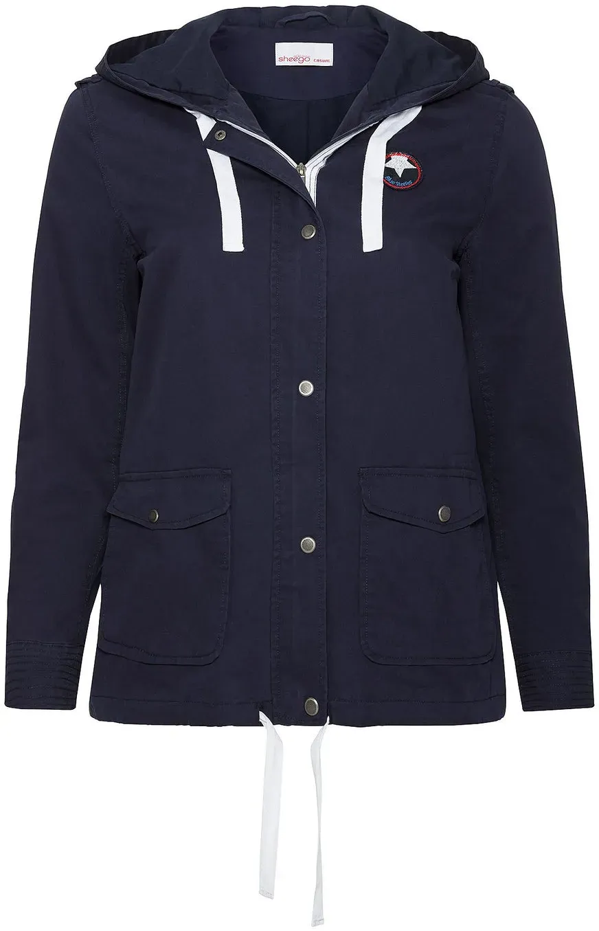 Kurzjacke mit Kapuze - dunkelblau - 40