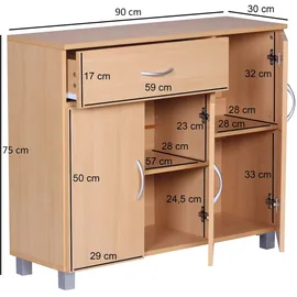 FineBuy Sideboard 75 cm x 90 cm x 30 cm buche