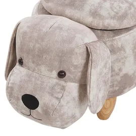 Beliani Hocker für Kinder in Hund-form mit Stauraum Doggy Samtstoff Beige Hund