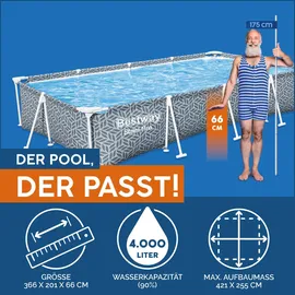 BESTWAY Steel Pro Frame Pool Set 366 x 201 x 66 cm inkl. Filterpumpe