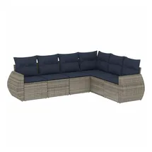 vidaXL Gartensofa-Set mit Kissen, grau, Polyrattan