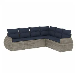 vidaXL Gartensofa-Set mit Kissen, grau, Polyrattan