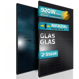 sunniva SUNNIVA® Solar Module - Bifacial 598 Watt Black Frame FULL BLACK - Glas Glas 460W Setwahl Solarpanele, Bifazial, IP68, PV-Modul, Photovoltaik