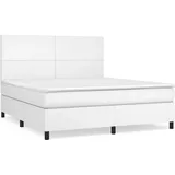 vidaXL Boxspringbett mit Matratze Weiß 160x200 cm Kunstleder - Weiß