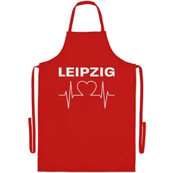 multifanshop Grillschürze - Leipzig - Herzschlag - Druck weiß - Schürze
