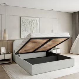 masseno Polsterbett, Hellgrau, Holz, 140x200 cm, Schlafzimmer, Betten, Polsterbetten